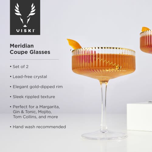 Viski Meridian Crystal Coupe Glasses Set Of 2 In Clear