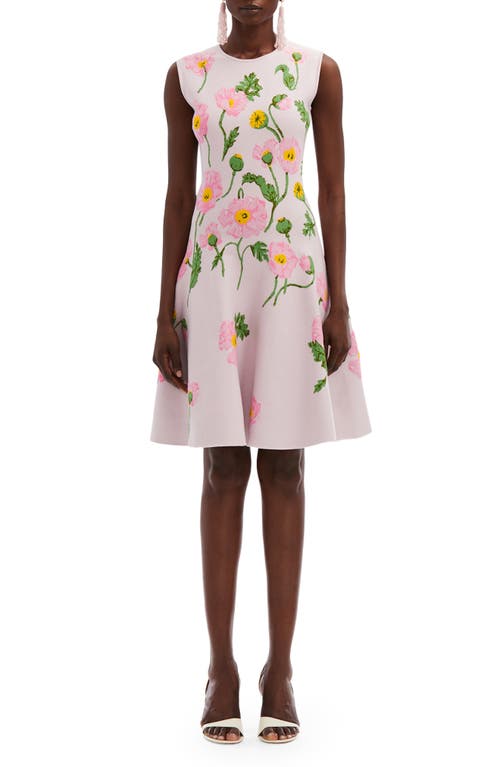 Oscar de la Renta Poppy Jacquard Fit & Flare Dress Pink/Soft Pink at Nordstrom,