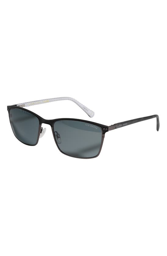 Ted Baker 57mm Polarized Rectangle Sunglasses In Gunmetal