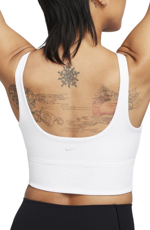 Shop Nike Ribbed Longline Sports Bra In White/white