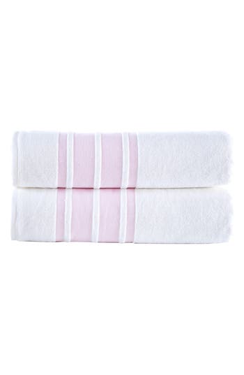 Brooks Brothers Contrast Boarder 2-piece Towel Set In Pink