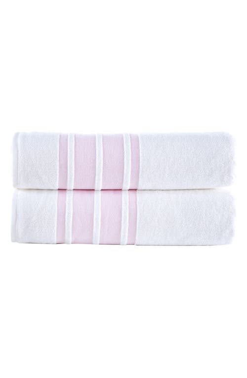 Shop Brooks Brothers Contrast Boarder 2-piece Towel Set In Pink