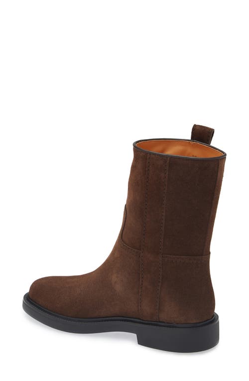 Tod's Round Toe Ankle Boots With Side Buckle In Marrone Africa
