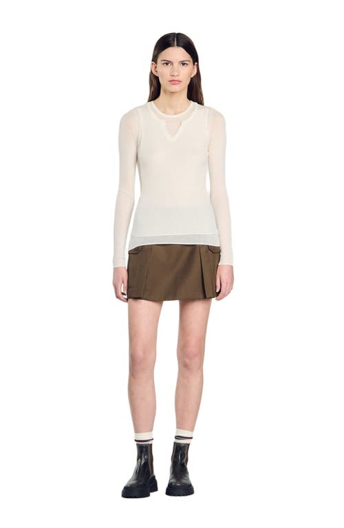 Shop Sandro Wool Layered Effect Sweater In Ecru