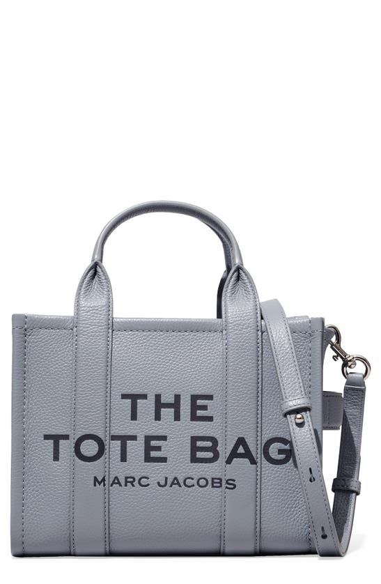 Shop Marc Jacobs The Leather Small Tote Bag In Wolf Grey