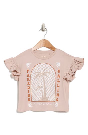 Jessica Simpson Kids' Flutter Sleeve Graphic T-shirt In Pink