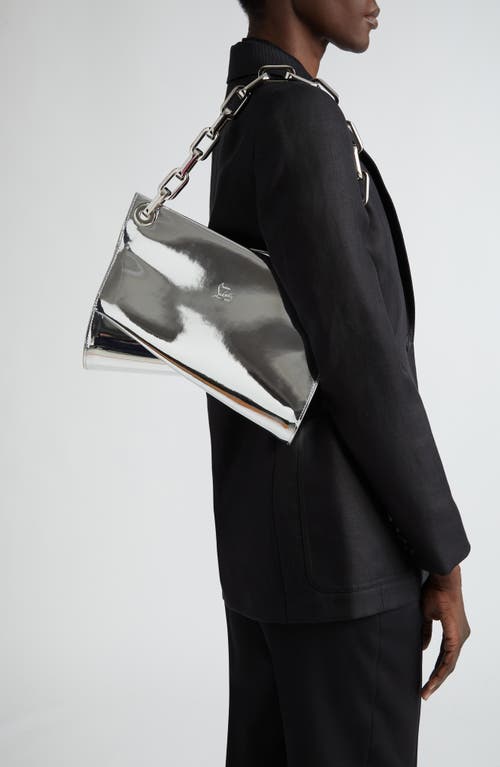 Shop Christian Louboutin Loubitwist Chain Metallic Leather Shoulder Bag In Sv71 Silver/silver