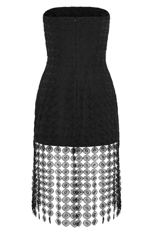 City Chic Ebony Strapless Crochet Lace Minidress In Black