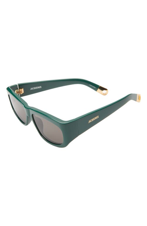 Jacquemus Les Lunettes Pilota Rectangular Sunglasses In Green/yellow Gold/grey