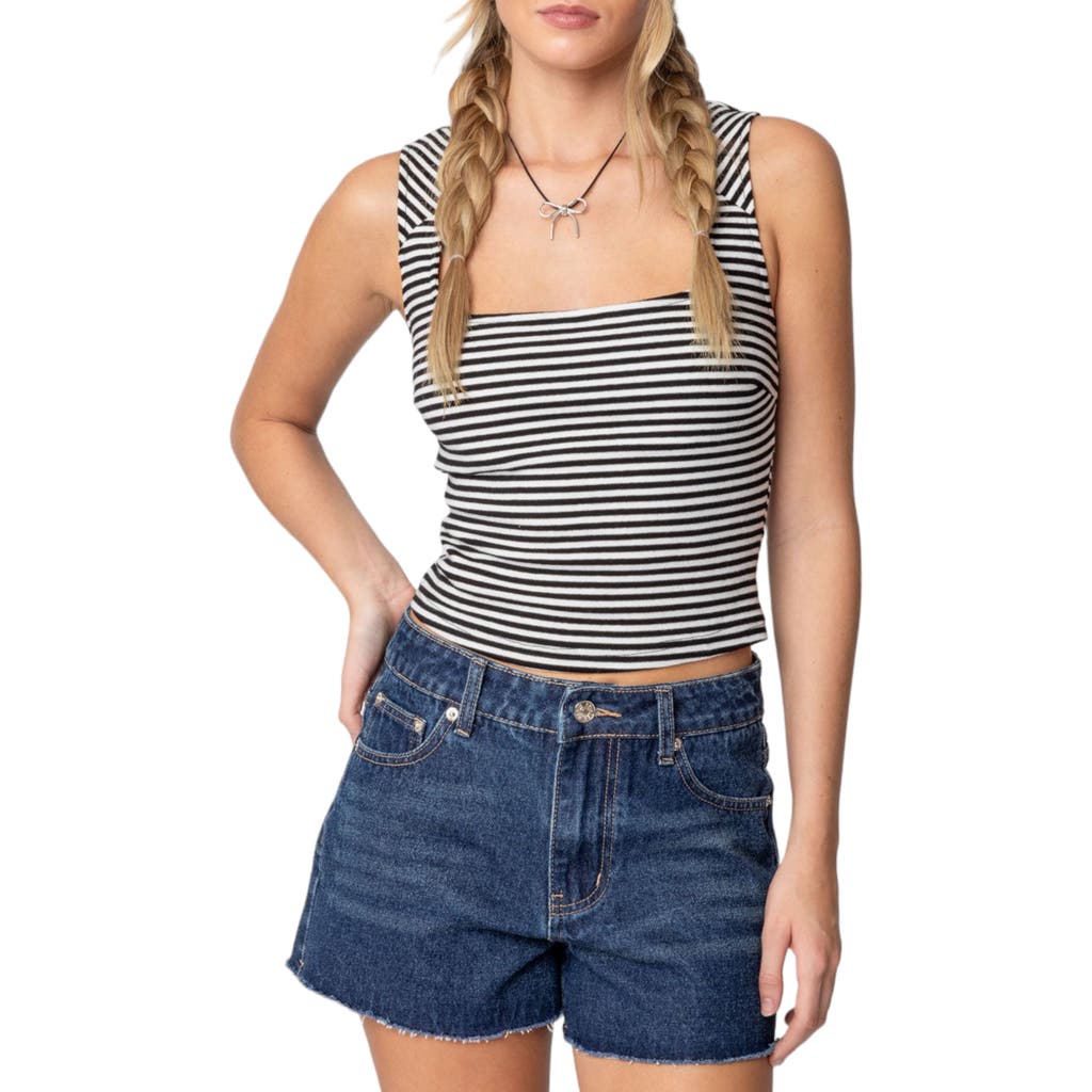 Edikted Dillan Stripe Tank In Black-and-white