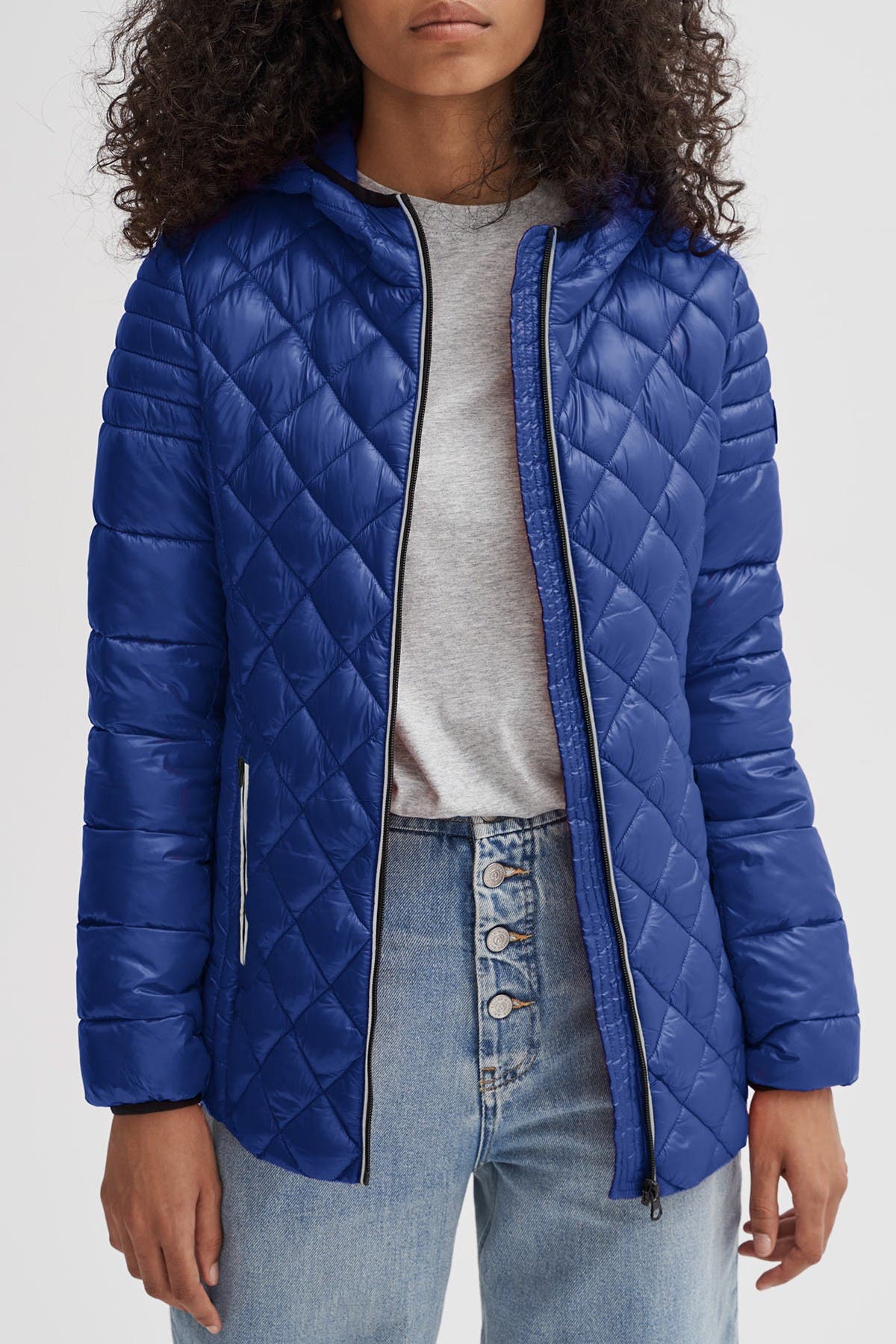 Noize Stella Hooded Quilted Lightweight Puffer Jacket In Royal | ModeSens