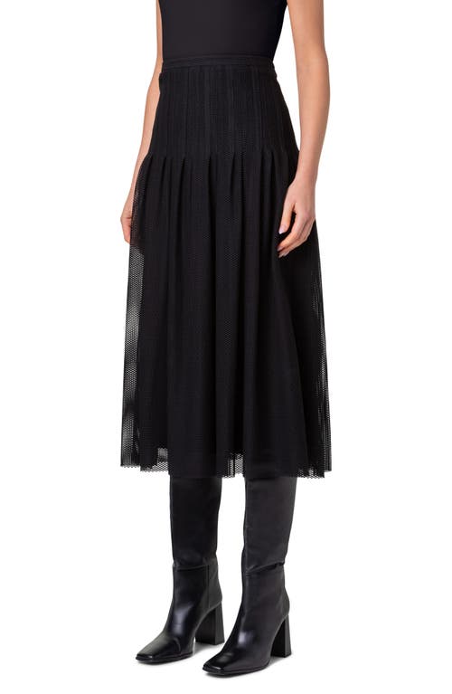 Shop Akris Punto Pleated Mesh Midi Skirt In Black