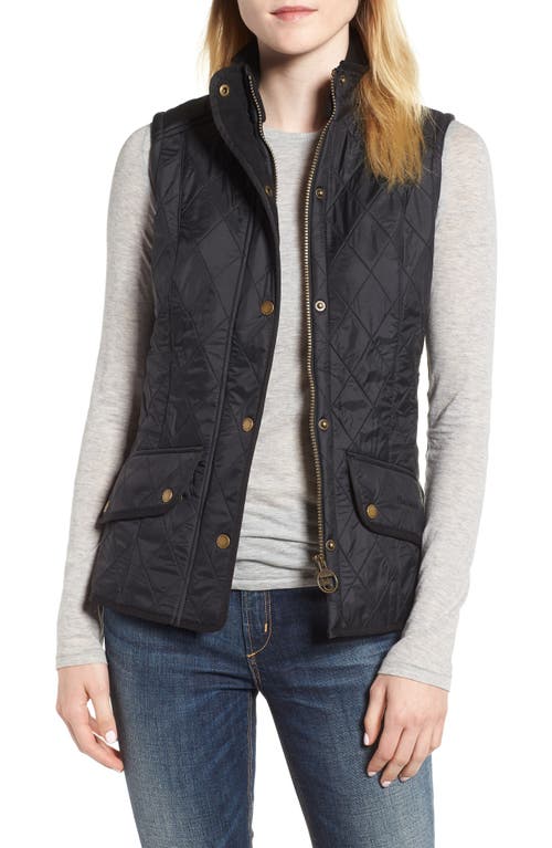 Barbour Cavalry Fleece-lined Quilted Vest In Black/black