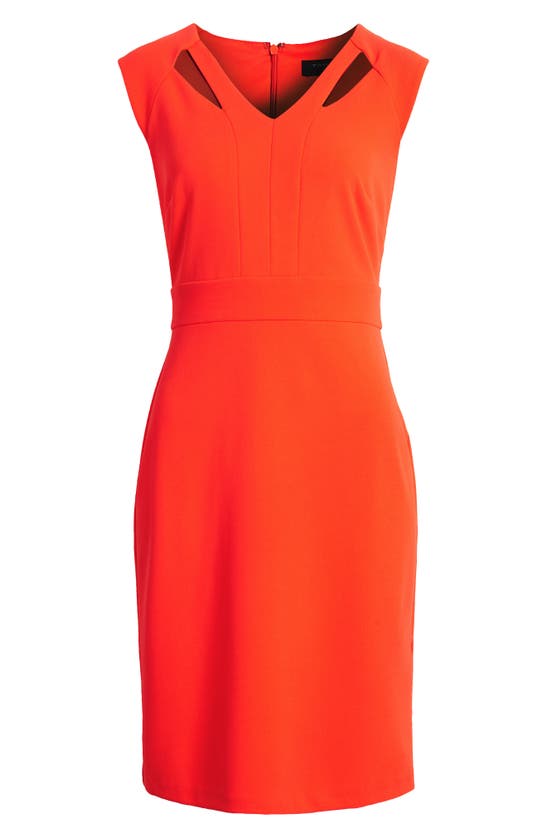 Shop Tahari Asl Cap Sleeve Cutout Sheath Dress In Flame