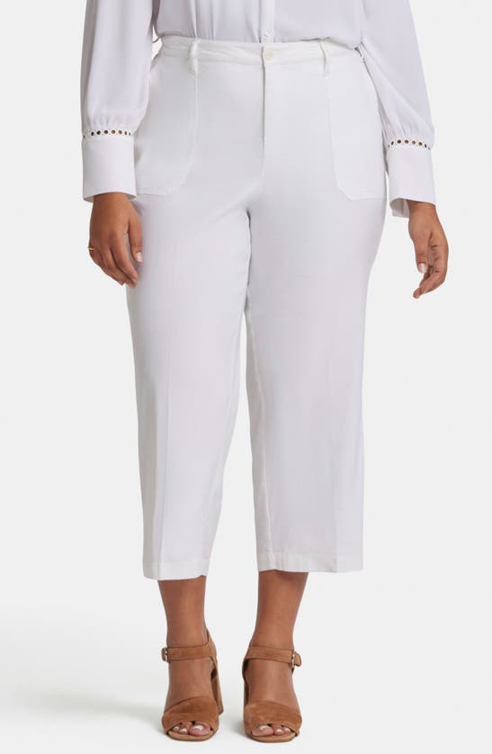 Nydj Utility Wide Leg Capri Linen Blend Pants In Optic White