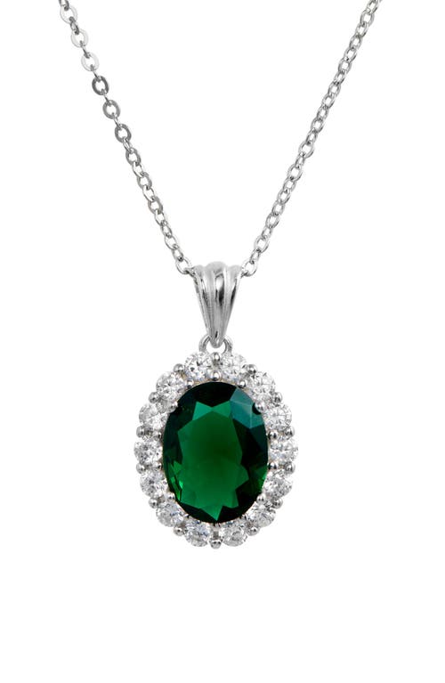 Diana Cubic Zirconia Halo Pendant Necklace in Green