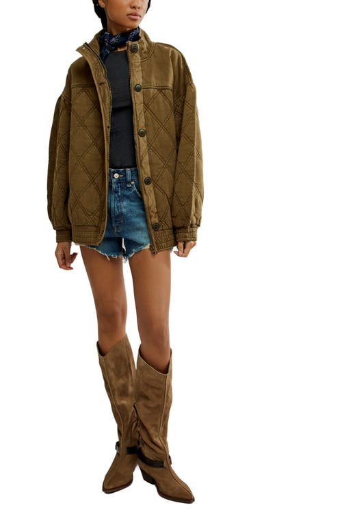 Free People Juno Quilted Cotton Jacket In Laurel Oak