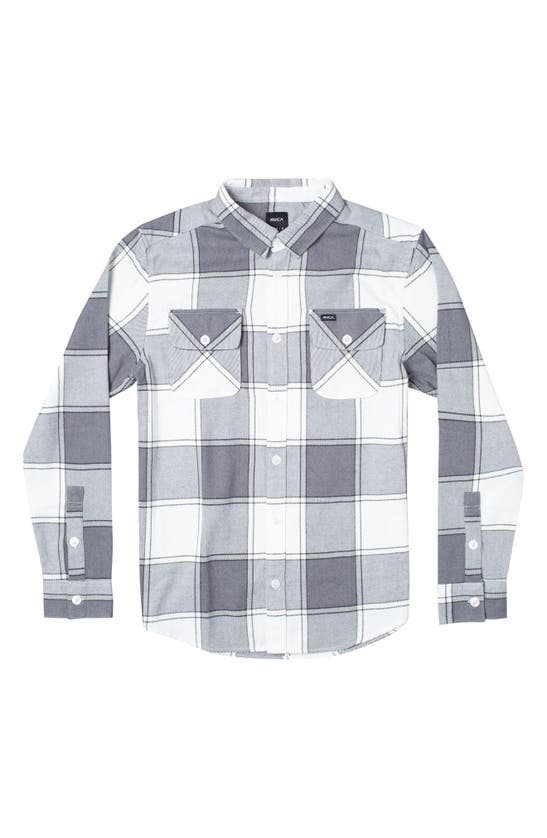 Rvca Kids' Plaid Button-up Shirt In Smoke