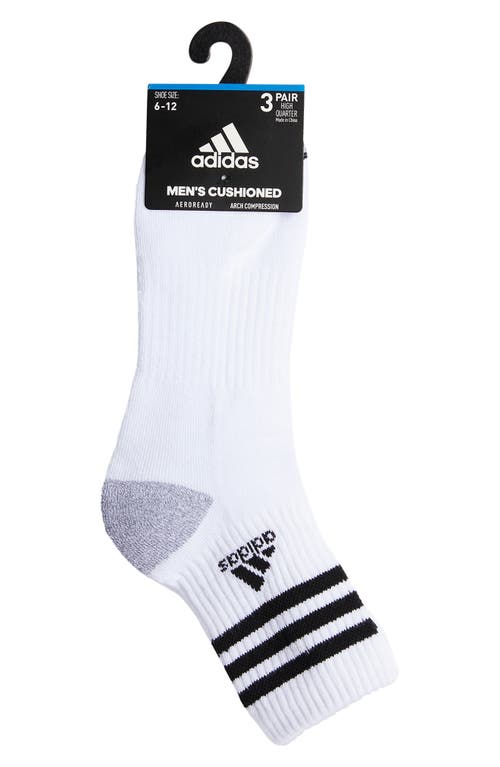 Shop Adidas Originals Adidas Climacool 3-pack High Quarter Length Socks In White/grey/black