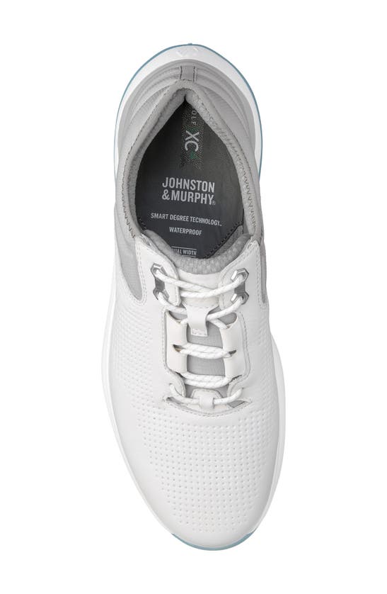 Shop Johnston & Murphy Hts1-luxe Waterproof Golf Shoe In White Waterproof Full Grain