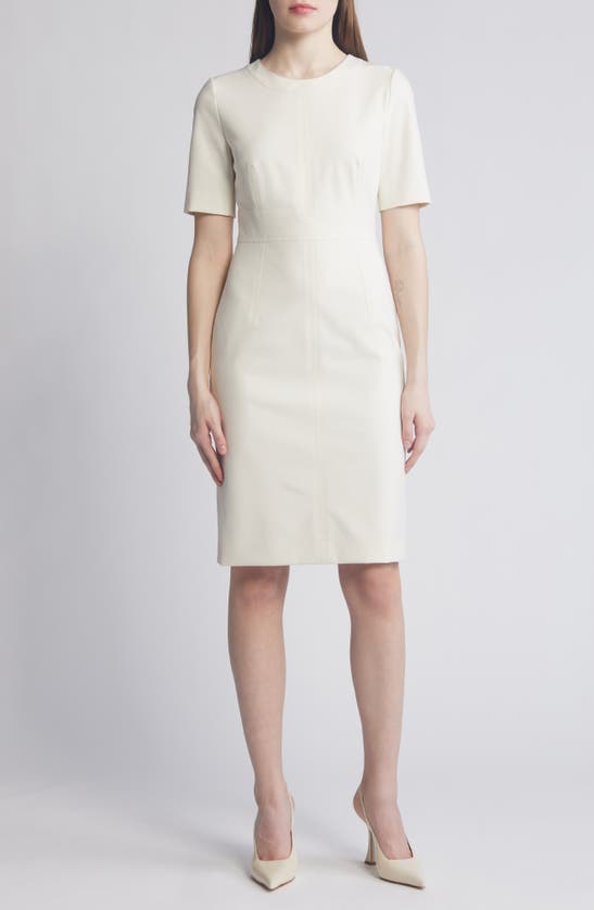 Shop Hugo Boss Boss Dirula Sheath Dress In Soft Cream