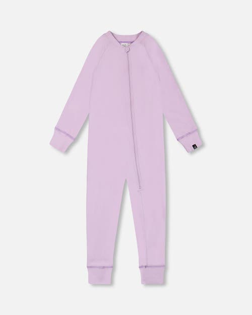 Shop Deux Par Deux Baby Girl's One Piece Thermal Underwear Lilac In Lupine