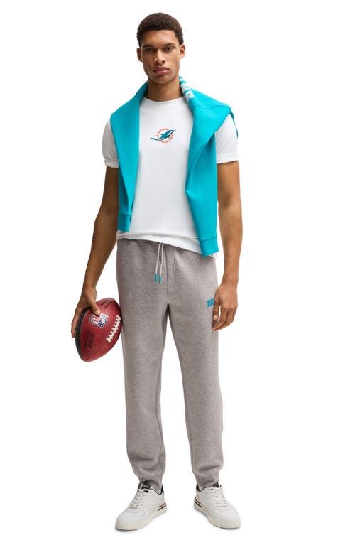 Shop Hugo Boss Boss X Nfl Stretch Cotton Graphic T-shirt In Miami Dolphins - White