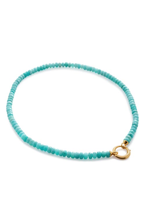 Monica Vinader Kissing Moon Beaded Amazonite Necklace In Green