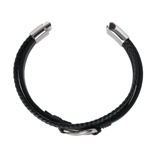 Trafalgar Loose Fit Infinity 3 Band Secure Clasp Leather Bracelet In Silver