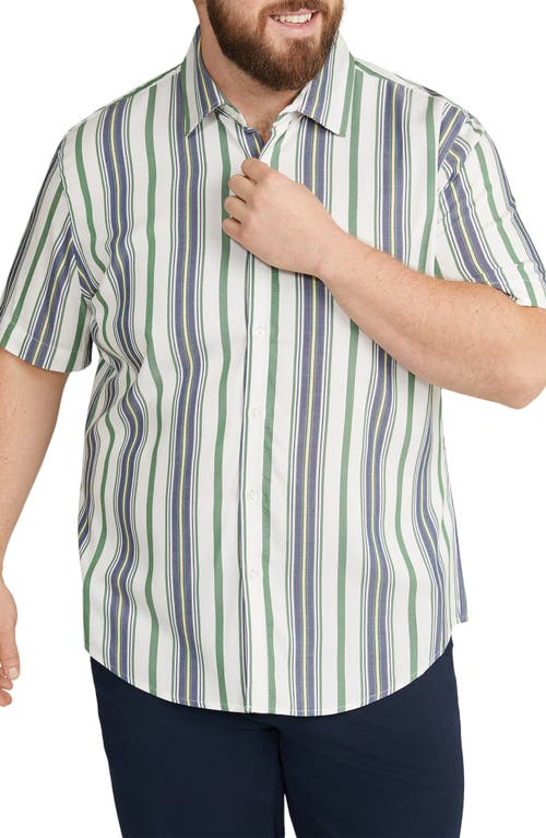 Shop Johnny Bigg Chad Stripe Short Sleeve Button-up Shirt In Blue