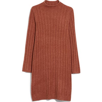 Madewell Ribbed Mock Neck Sweater Dress, Orange