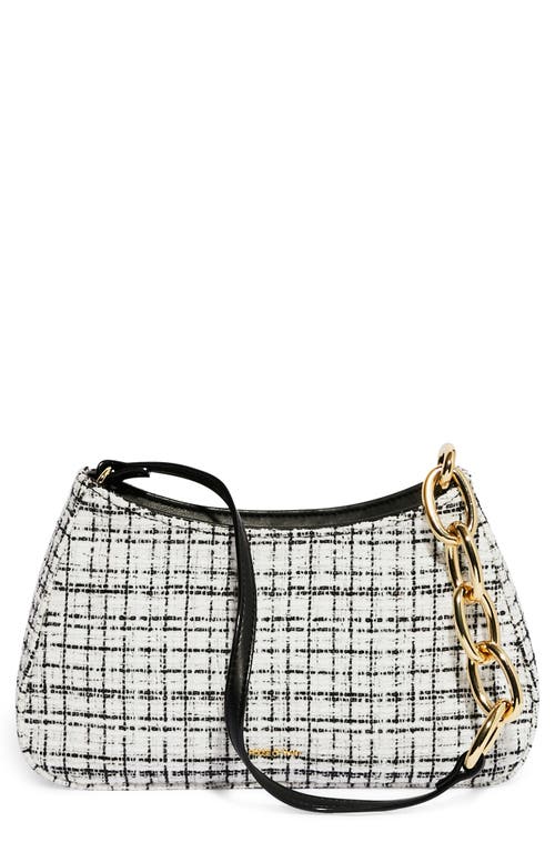HOUSE OF WANT Newbie Faux Shearling Shoulder Bag in White Black Tweed