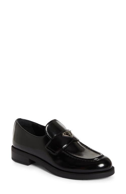 Shop Prada Triangle Logo Patent Leather Loafer In Nero