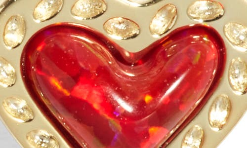 Kendra Scott Mini Ari Heart Stud Earrings In Gold Red Kyocera Opal