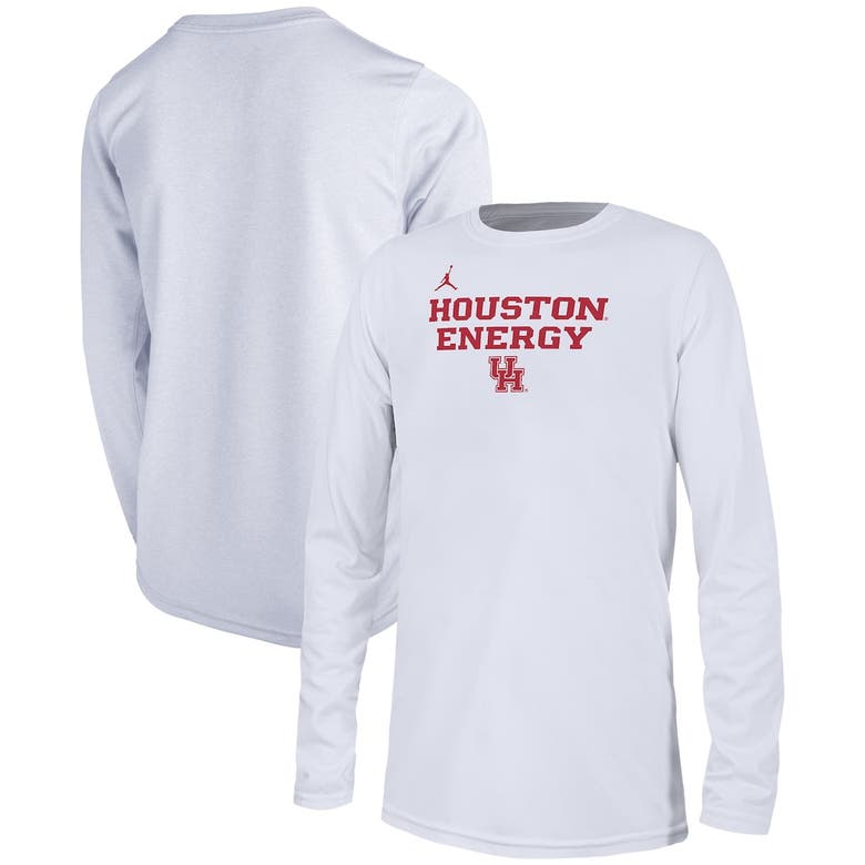 Nike Kids' Youth Jordan Brand  White Houston Cougars 2024 On-court Bench Energy T-shirt