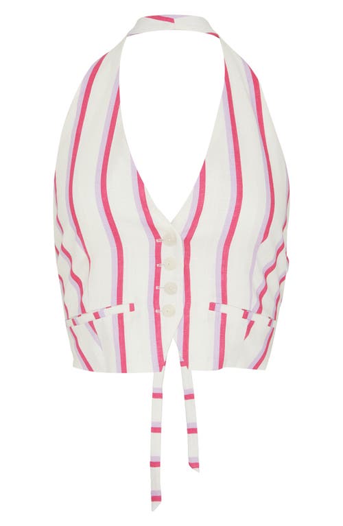 Shop Nasty Gal Stripe Crop Halter Top In Pink Stripe