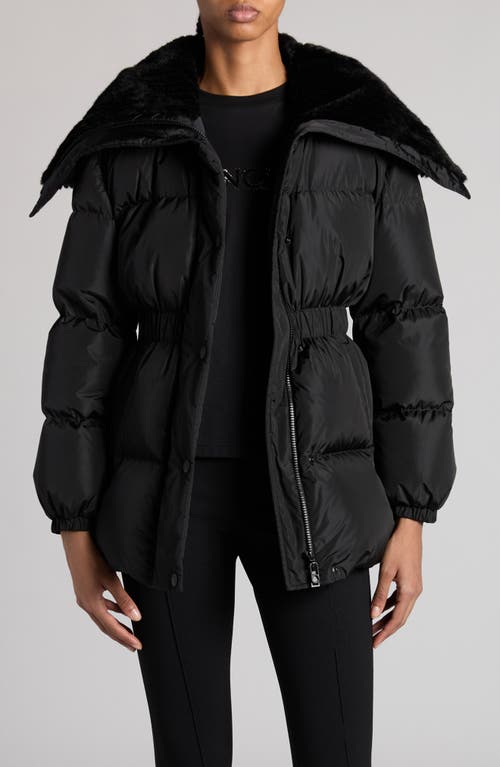 Shop Moncler Brasseurs Down Jacket With Faux Fur Trim In Black