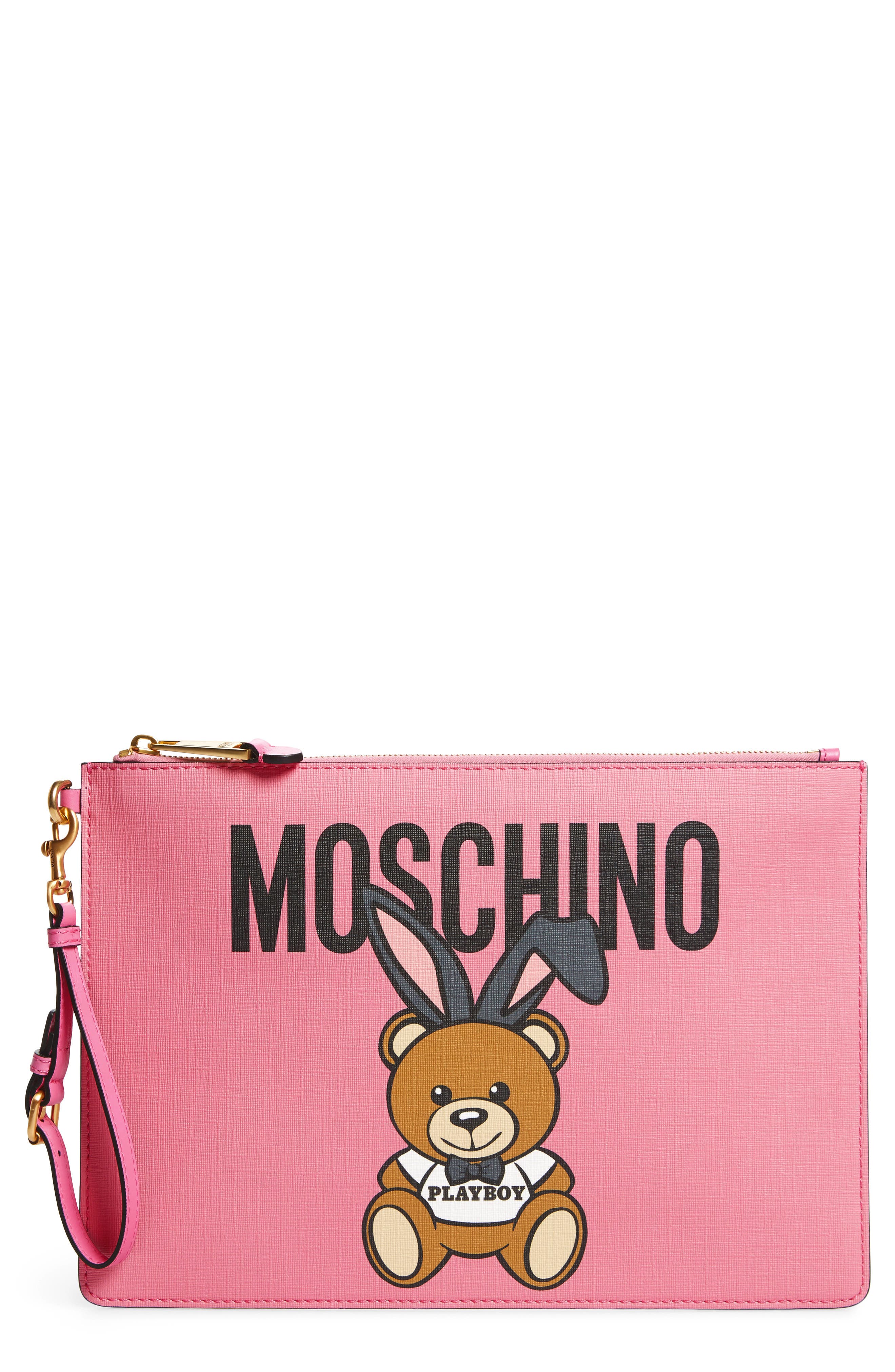 Moschino X Playboy Bunny Bear Leather Pouch Nordstrom