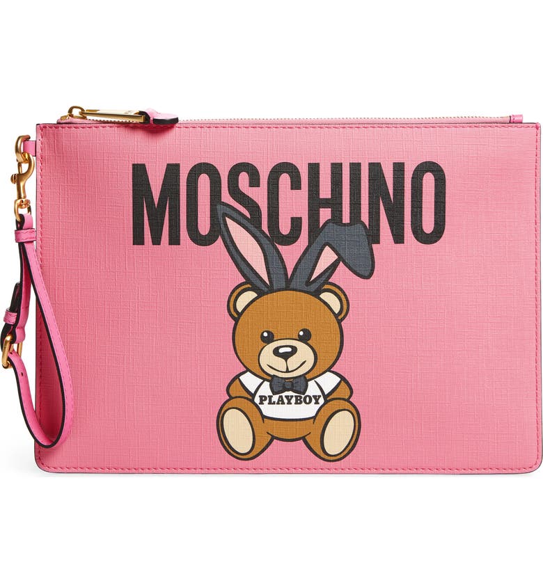 Moschino X Playboy Bunny Bear Leather Pouch Nordstrom