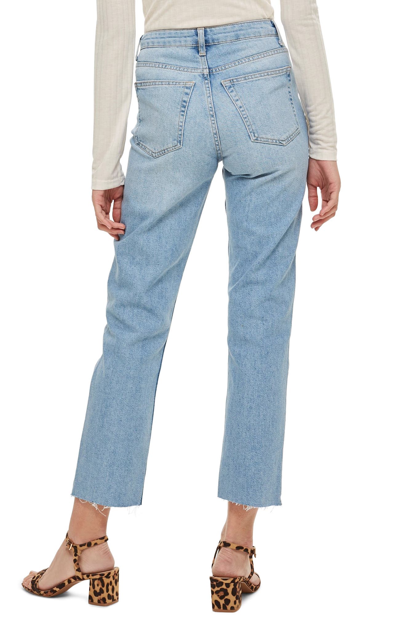 Topshop Raw Hem Crop Straight Leg Jeans 