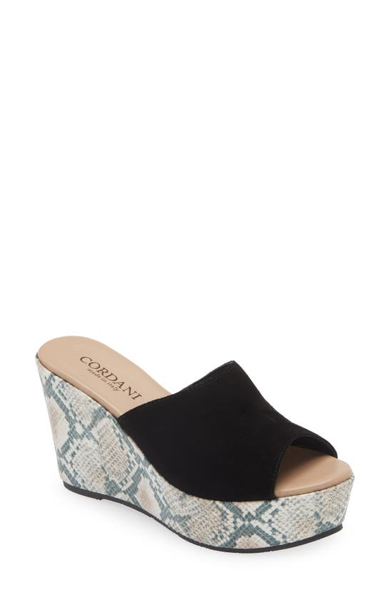 Shop Cordani Helena Wedge Slide Sandal In Crosta Nero