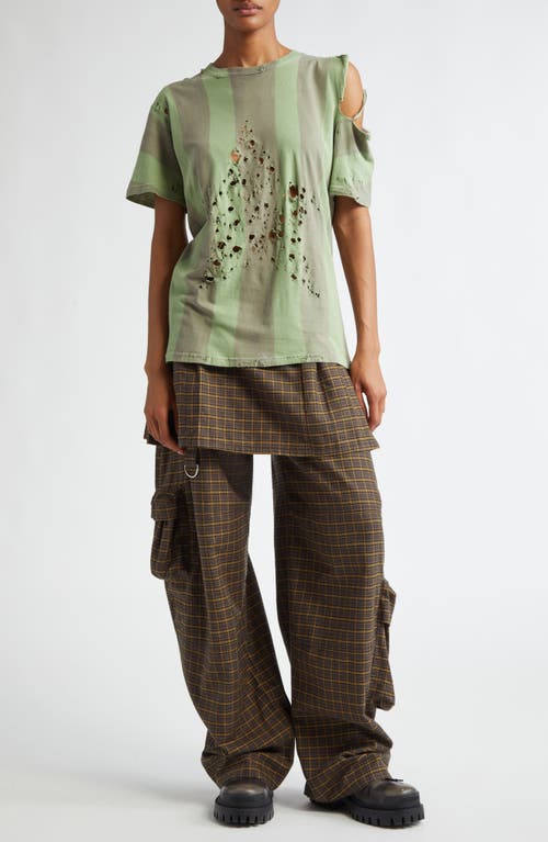 Shop Collina Strada Lawn Plaid Skirt Overlay Cargo Pants In Charcoal Plaid