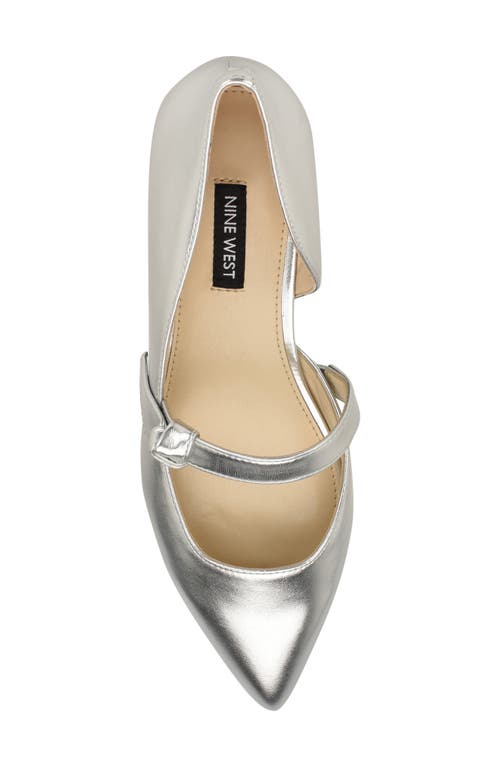 Shop Nine West Luso Mary Jane Half D'orsay Pointed Toe Flat In Silver