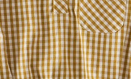 Shop Pehr Gingham Check Long Sleeve Organic Cotton Bodysuit In Yellow