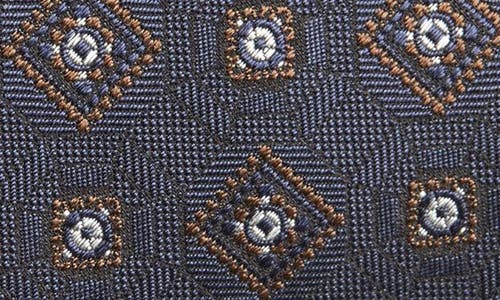 Shop Brioni Medallion Pattern Silk Tie In Brown/blue