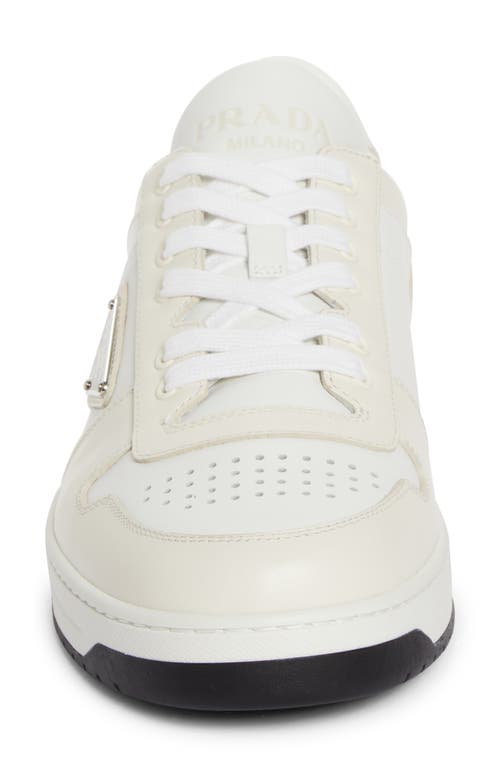 Shop Prada Downtown Leather Sneaker In Bianco/avorio