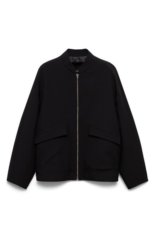 Shop Mango Oversize Bomber Jacket In Black