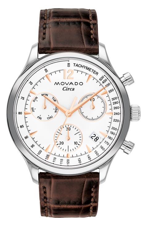 Heritage Circa Chronograph Leather Strap Watch, 43mm