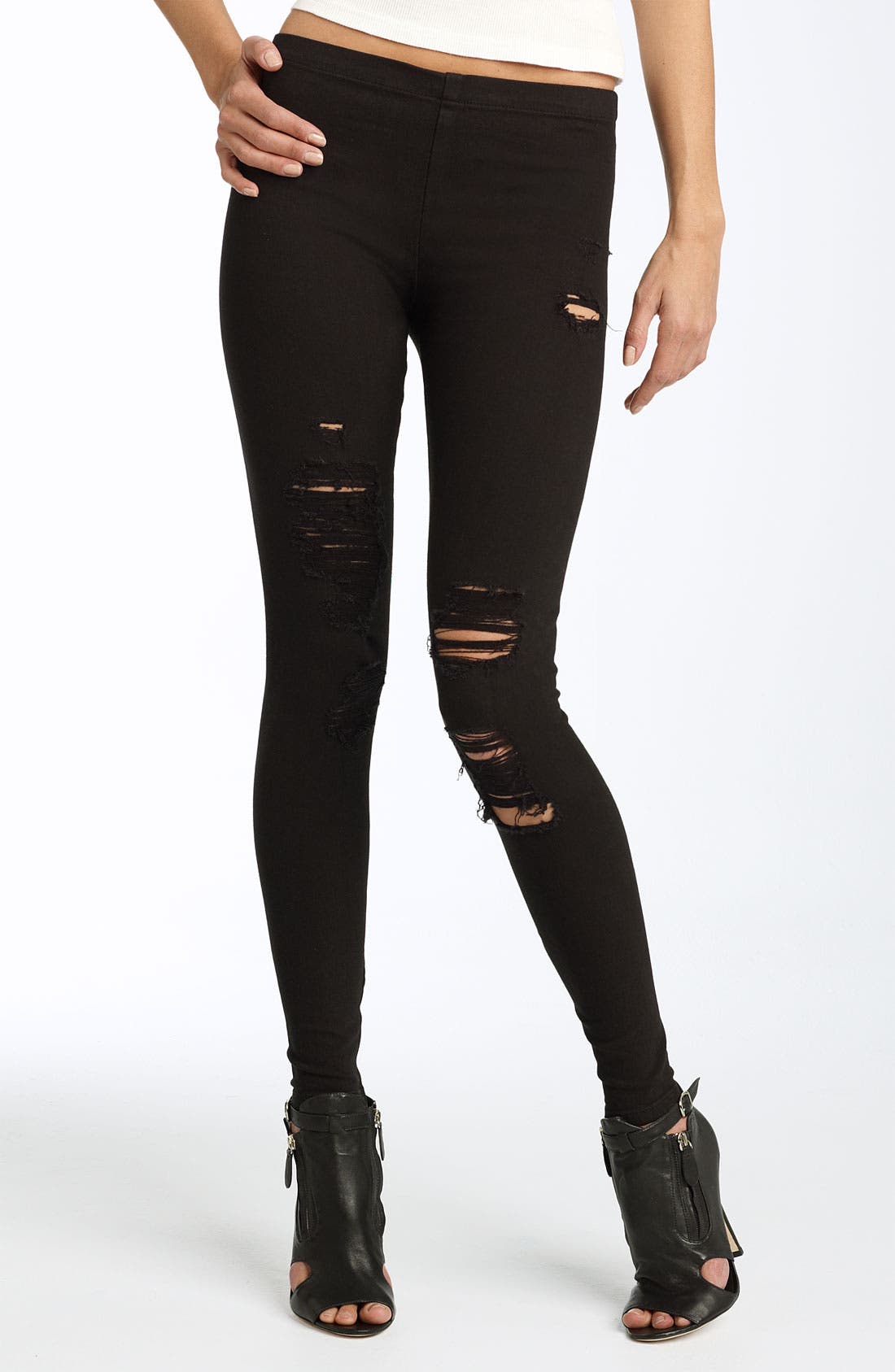 Joe's Jeans Inside Zip Hem Stretch Denim Leggings (Dark Blue Wash