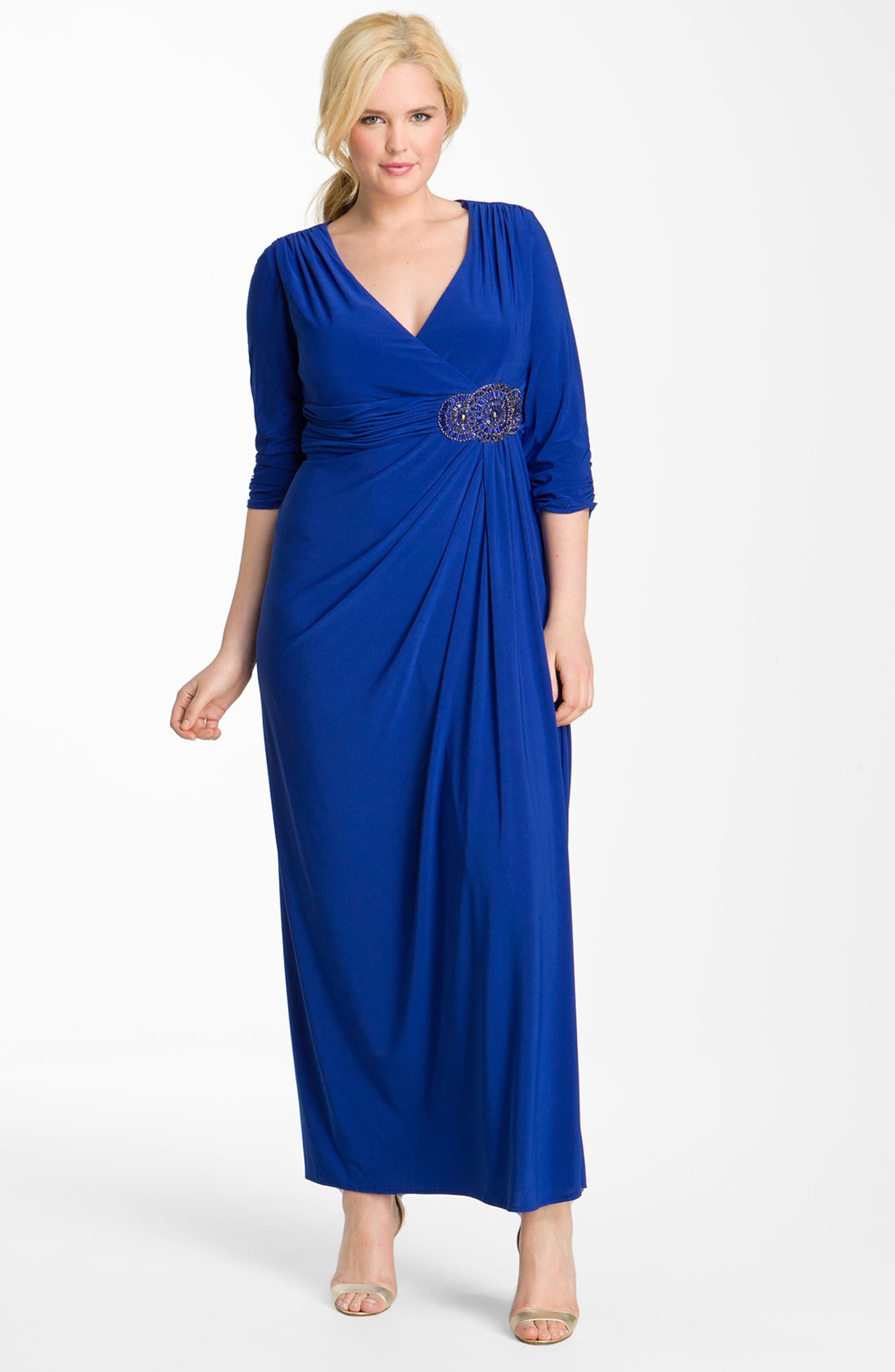 Alex Evenings Beaded Ruched Jersey Gown (Plus) | Nordstrom
